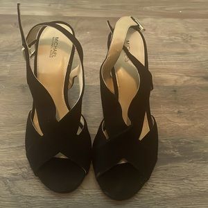 Black Michael Kors strap peep toe shoes